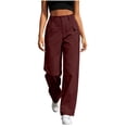 thumbnail image 5 of Nugftut Cargo Pants for Women High Waist Wide Leg Loose Casual Trouser with Pockets, 5 of 7