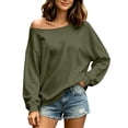 thumbnail image 3 of Diufon Off Shoulder Sweatshirt for Women Long Sleeve Drop Shoulder Pullover Tops Soft Comfy Fall Winter Warm Sweatshirts, 3 of 9