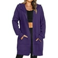 thumbnail image 2 of MeetoTime Long Sweat à Capuche pour Femmes Veste Zippée Automne Décontractée en Polaire avec Poches, 2 of 8