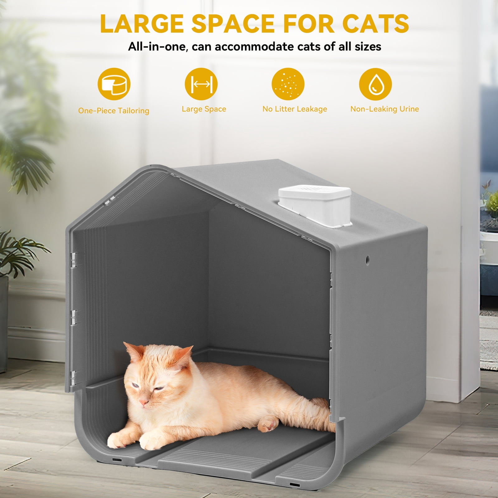 CRXX Extra Large Enclosed Cat Litter Box No Smell Pets Stain Resistant Anti-Splashing