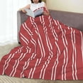 thumbnail image 6 of Honeii Stripes Red White Print Fleece Blanket - Throw Blanket for Bed, Sofa, Couch, Camping, and Travel , Microplush Ultra Soft Warm Blanket-80"x60", 6 of 7