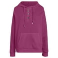 thumbnail image 6 of idosla Womens 2025 Hoodies Button Collar Drawstring Hooded Pullover Sweatshirt Casual Long Sleeve Tops Shirts (Purple, XL), 6 of 6
