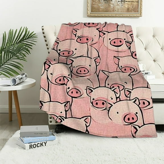 Orinice Pig Blanket Gifts, Flannel Throw Blanket Soft for Girls Boys Adults, Lightweight, Comfortable, Warm Cute Pig Themed Blanket for Bed Couch 40x50in