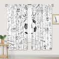 thumbnail image 2 of Soccer Sport Boys Curtains 42Wx63H Inch Rod Pocket Football Black White Graffiti Funny Sketch Unique Cool Art Printed for Kids Teens Living Room Bedroom Window Drapes Treatment Fabric 2 Panels, 2 of 5