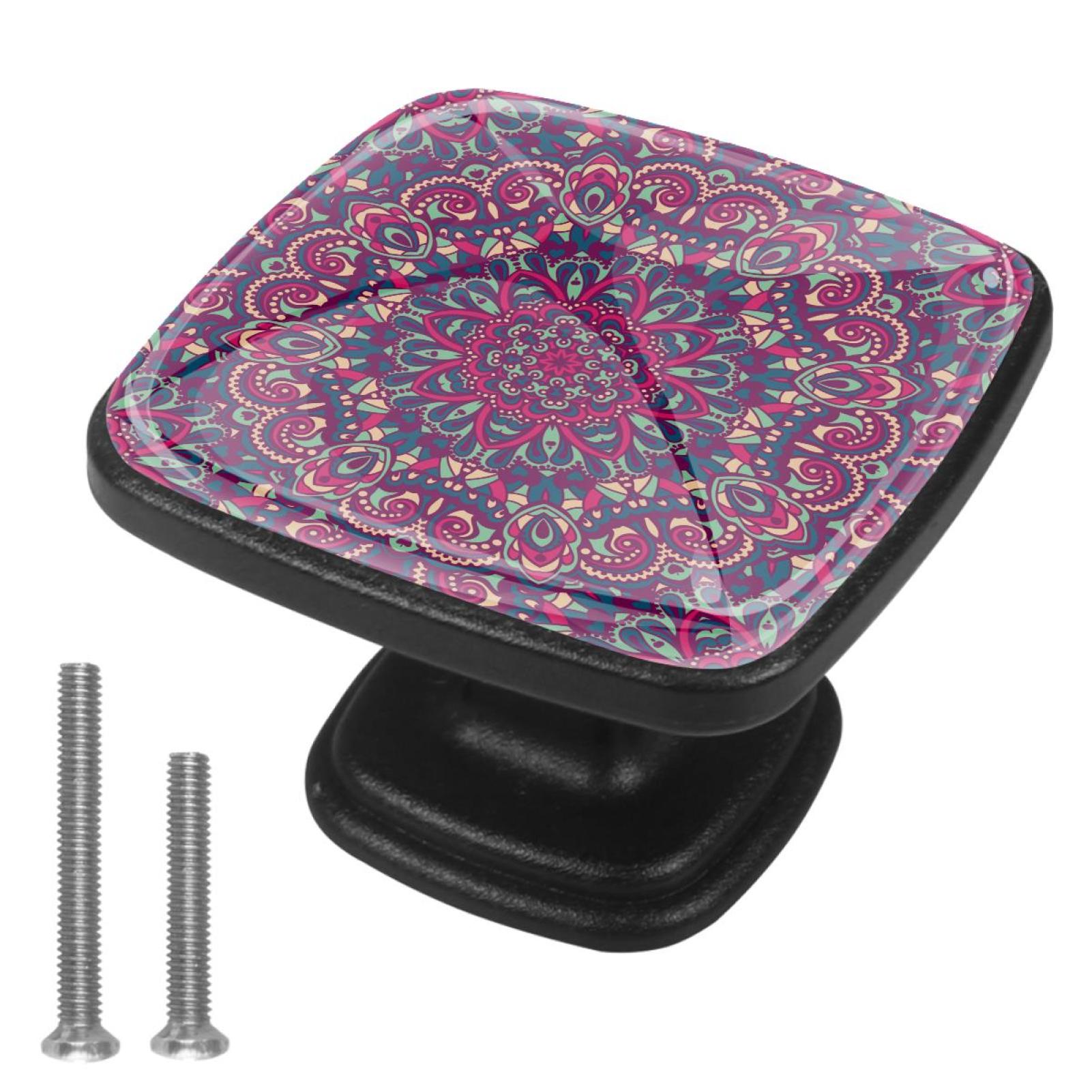 4 Pcs Cabinet Handle Drawer Pulls Abstract Flower Texture Knobs with ...