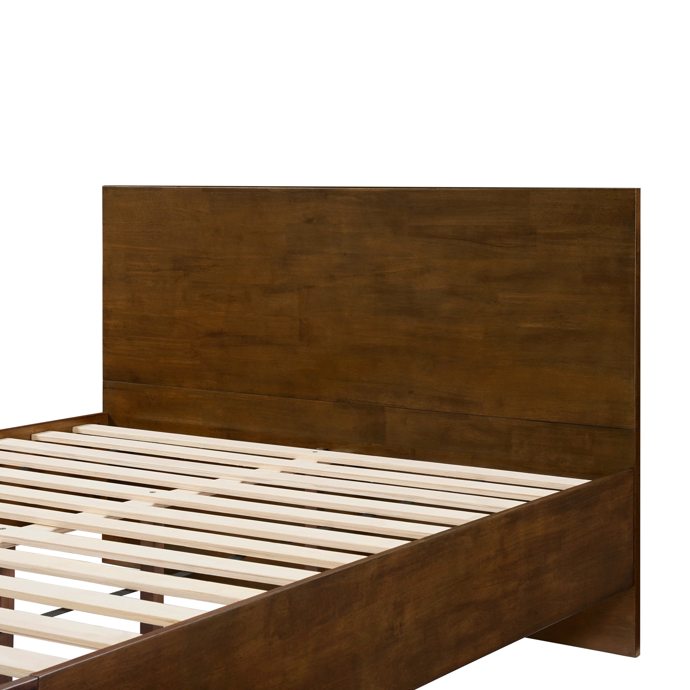 Christopher Knight Home Solid Wood Platform Bed Frame with Footboard Storage Space, Queen, Walnut