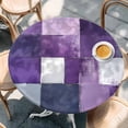thumbnail image 3 of Abstract Color Block Round Fitted Table Cover Dark Purple Block Oil Painting Gradient Waterproof Table Cloth with Elastic Edge Wipeable Tablecloth for Picnic Camping Party Fits 36"-44" Diameter, 3 of 8
