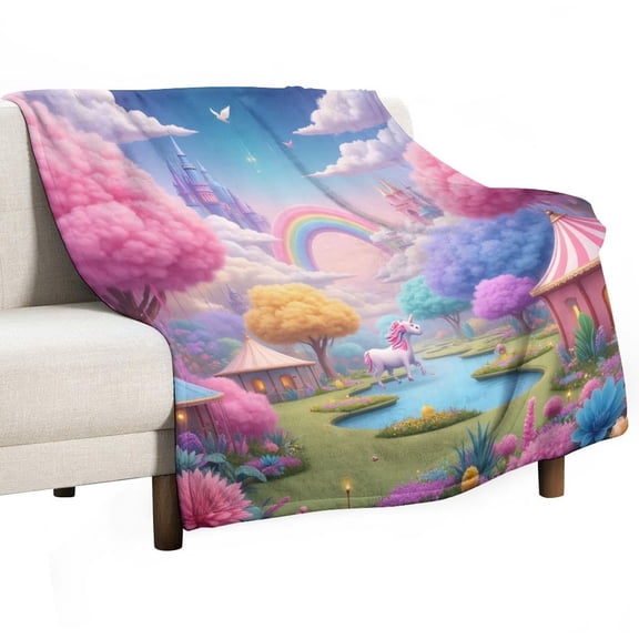 Magical Unicorn Garden Blankets Bedroom Living Room Sofa Throw Blankets for Beds