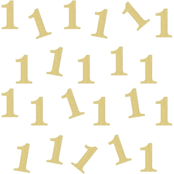 Double Side Gold Glitter Paper Numbrer 1 Confetti 1st Paper Scatter Table Confetti for 1st Birthday Party 1st Anniversary Party Party Decoration, 100pcs