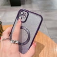 thumbnail image 4 of Compatible with iPhone 12 Magnetic Gardient Glitter Case, Plating Bling Cute Case with MagSafe for Women Girls Full Camera Protector Back Cover for iPhone 12 6.1'' Purple, 4 of 11