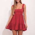thumbnail image 3 of Vestido De Tirantes Ruffle Bodycon Vestido corto Sin espalda Gasa Mujer Traje de vacaciones (Rojo M) Ygjytge para Mujer Rojo T S, 3 of 6