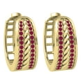 thumbnail image 4 of Dazzlingrock Collection Round Two Lines Ruby in Between Rope Huggie Hoop Earrings for Women (Color Red, Clarity Highly Included) in 14K Yellow Gold, 4 of 6