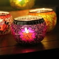 thumbnail image 3 of AuroraX Valentine'S Day Bowl Votive Candle Holder Hot Pink Colored Mosaic Glass Candle Holders Decorative Vintage Rustic Romantic Tealight Cup Stand Gifts for Table Centerpieces Dining Wedding Decor, 3 of 3