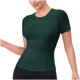thumbnail image 1 of Camiseta de Manga Corta de Yoga para Mujeres Color Sólido Moda Casual Respirable Apretado Deportivo de Alta Elasticidad Camiseta de Carrera de Manga de Raglan Cuello Redondo Top de Manga Corta de Muj, 1 of 8