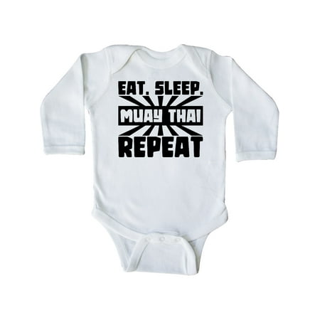 

Inktastic Eat Sleep Muay Thai Repeat Gift Baby Boy or Baby Girl Long Sleeve Bodysuit