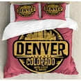 thumbnail image 1 of Colorado Duvet Cover Set King Size, United States of America Denver Grunge Pattern National City Theme, Decorative 3 Piece Bedding Set with 2 Pillow Shams, Mustard Black Dried Rose, by Ambesonne, 1 of 3