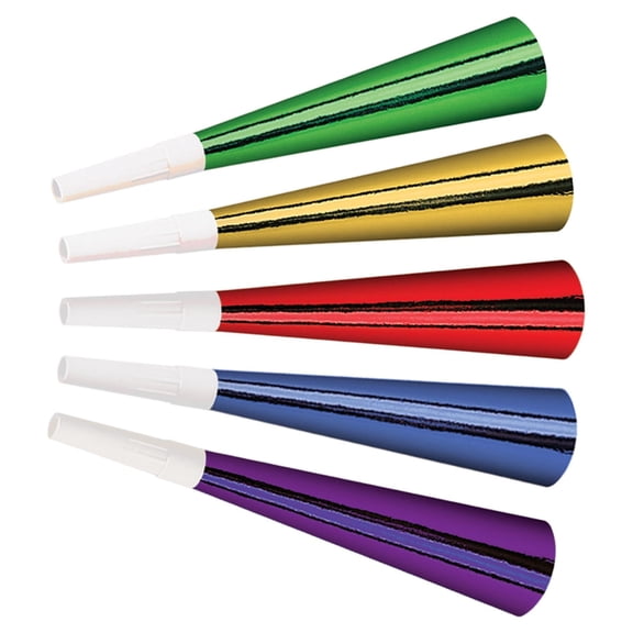 100 Pack Bulk Foil New Years Party Horns