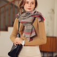 thumbnail image 4 of Prolriy Scarf for Women Autumn and Winter Colorful Plaid Shawl Thickening Warm Fringe Scarf Womens Scarf A, 4 of 8