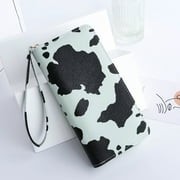 Aellinatey Stylish Cow Print Handheld Wallet PU Card Holder Purse for Fashionable Women