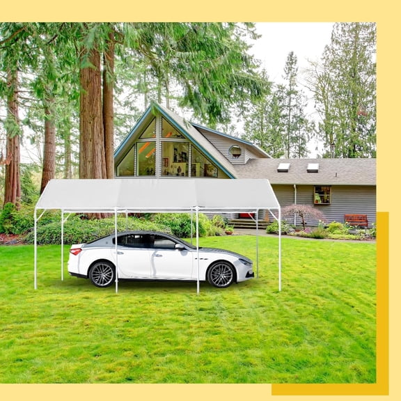 10 x 20 ft Heavy Duty Carport Canopy Waterproof Garage Car Shelter Tarp Tent for Car Canopy Replacement Cover with 50 Ball Bungees, Only Top Cover, Frame is Not Included