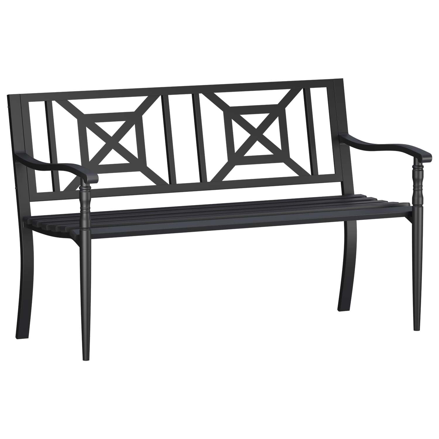 Patio Outdoor Garden Bench, AntiRust Iron Steel Outdoor Furniture