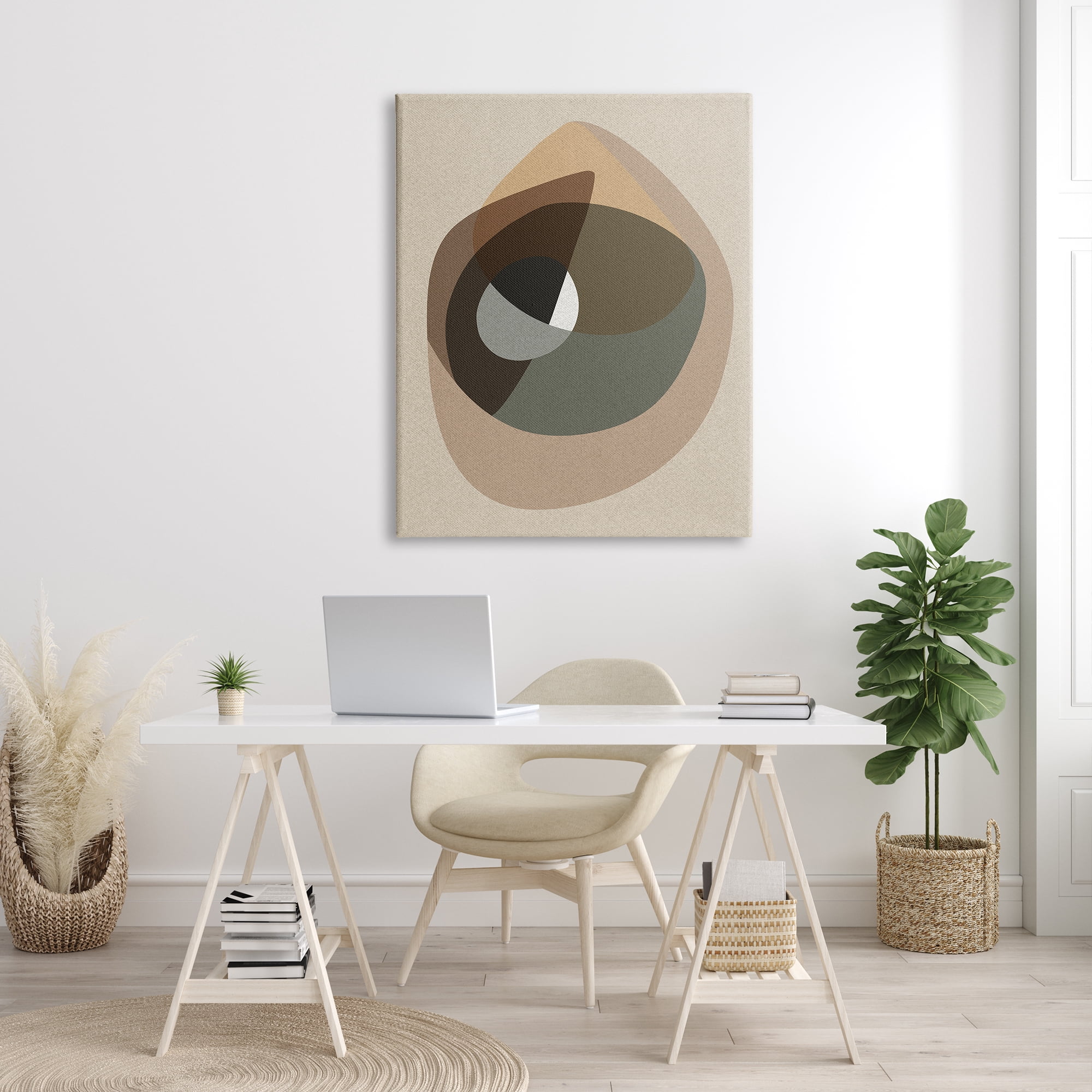 Stupell Indtries Desert Shape Abstract Collage Layered Contrasting Curves Brown,36 x 48,Design by Design Fabrikken