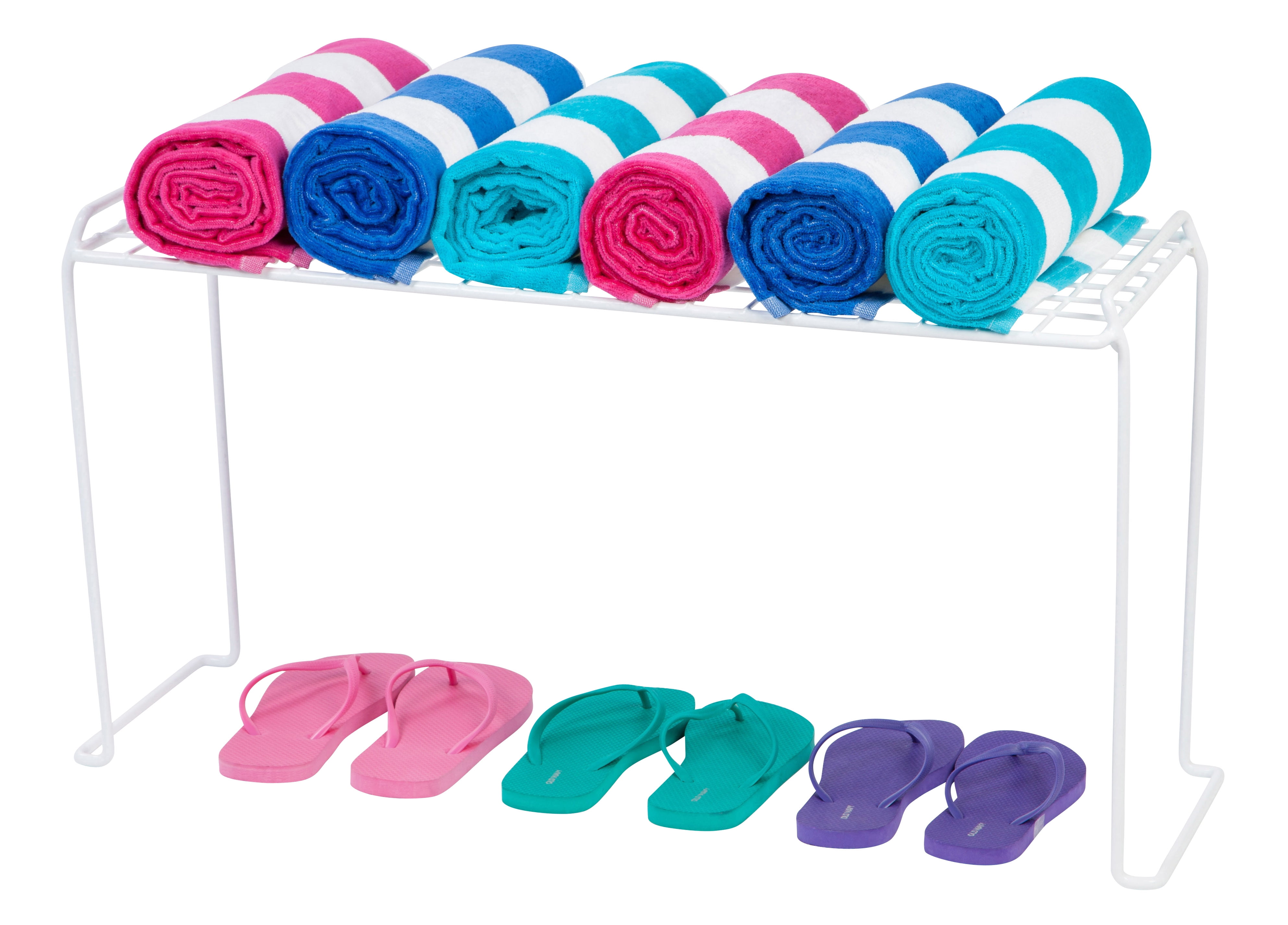 IRIS USA, Heavy Duty Wire Stacking Shelf, Medium, White