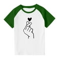thumbnail image 4 of Green Kawaii Happy Gift Valentines Day Lounge Shirts for Kids Girl Boy Summer Fall Short Sleeve Boat Neck Lover Graphic Tops Blouses Shirts Child 2026 9 Years, 4 of 8