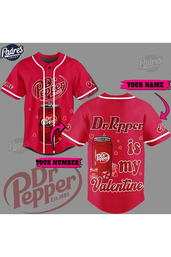 Custom Valentine Dr Pepper St1885 Baseball Jersey