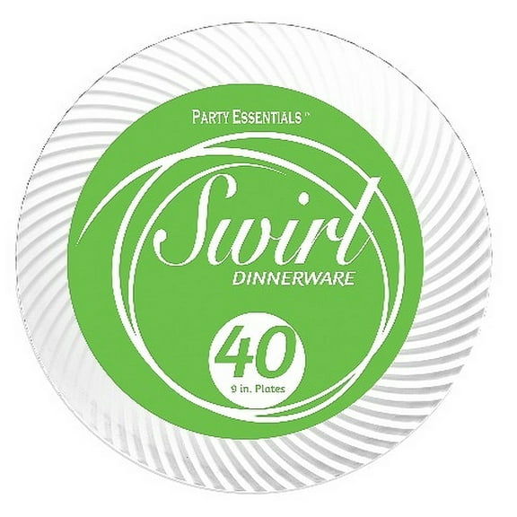 1 - Party Essentials 9" Swirl Plates - Clear 40 Ct.