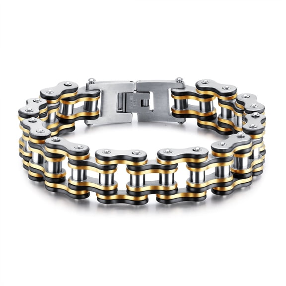 NICKSUN Mens Stainless Steel Motorcycle Biker Chain Heavy Bracelet Rock Link Wristband