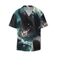 thumbnail image 2 of Lsque Wave Ocean Animal Shark print Men's Cuban Collar Short Sleeve Shirt Summer Beachwear Casual Button Down Fashionable Vacation Leisure Shirt-Medium, 2 of 7