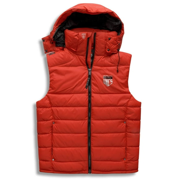 Flint - Men Streetwear Puffer Winter Vest, High Collar, Hood, Nylon, UNCS - Unlimited Clothing Style