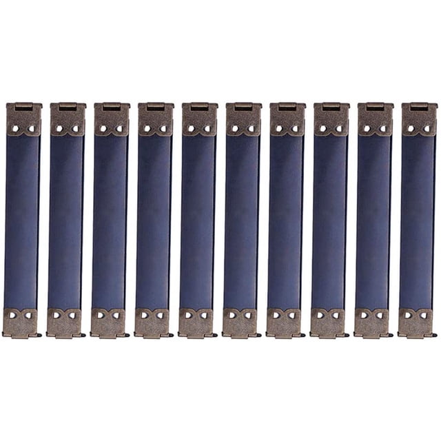 A set of 100PCS Kiss Clasp Bulk Metal Internal Flex Frames for crafting, shown in a row. These purse frames are made of quality iron material and are ideal for making handbags, coin purses, and clasp bags. The frames feature a fixed bolt section and an openable end, with small bolts to be installed after completing the bag. Suitable for use with canvas, fabric, leather, and sewing crafts. The bag is not included.