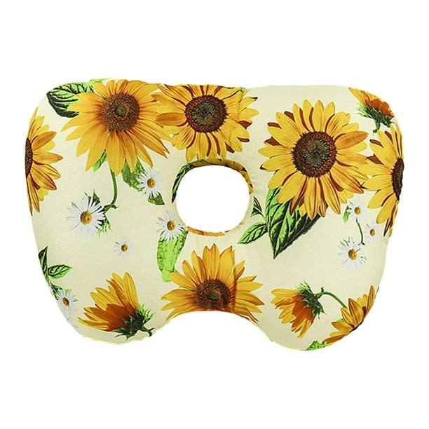 Almohada ergonómica para dormir de lado con orificio para la oreja, ideal para viajes y sala de estar. Amarillo