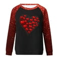 thumbnail image 3 of Jinhomg Women's 2025 Holiday Tops Valentine's Day Sparkle Sequin Heart Sweatshirt Casual Loose Long Raglan Sleeve Round Neck Pullover Daily Wear Summer Saving Red XXXL, 3 of 4