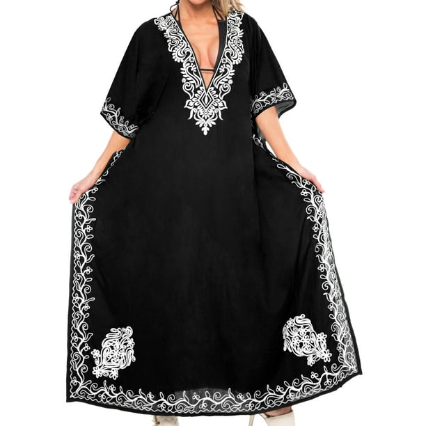 HAPPY BAY Women's Plus Size Caftan Maxi Evening Gown 1X-2X Kohl-AC555 ...