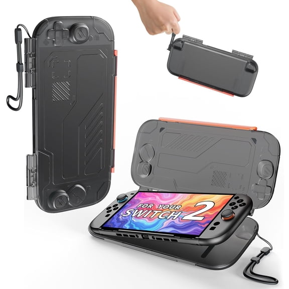 Funda protectora delgada para Nintendo Switch 2. Funda de viaje portátil resistente a los golpes y al polvo. Protector elevado para el joystick. Puerto de carga. Cierre seguro. Correa para la muñeca