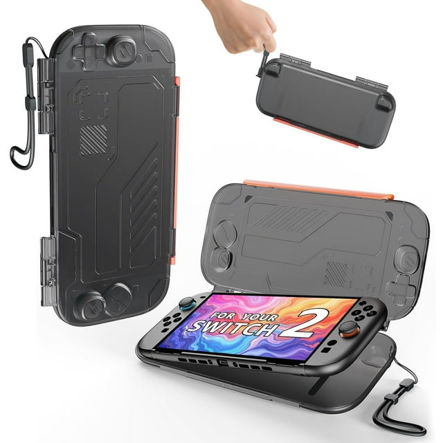 Funda protectora delgada para Nintendo Switch 2. Funda de viaje portátil resistente a los golpes y al polvo. Protector elevado para el joystick. Puerto de carga. Cierre seguro. Correa para la muñeca
