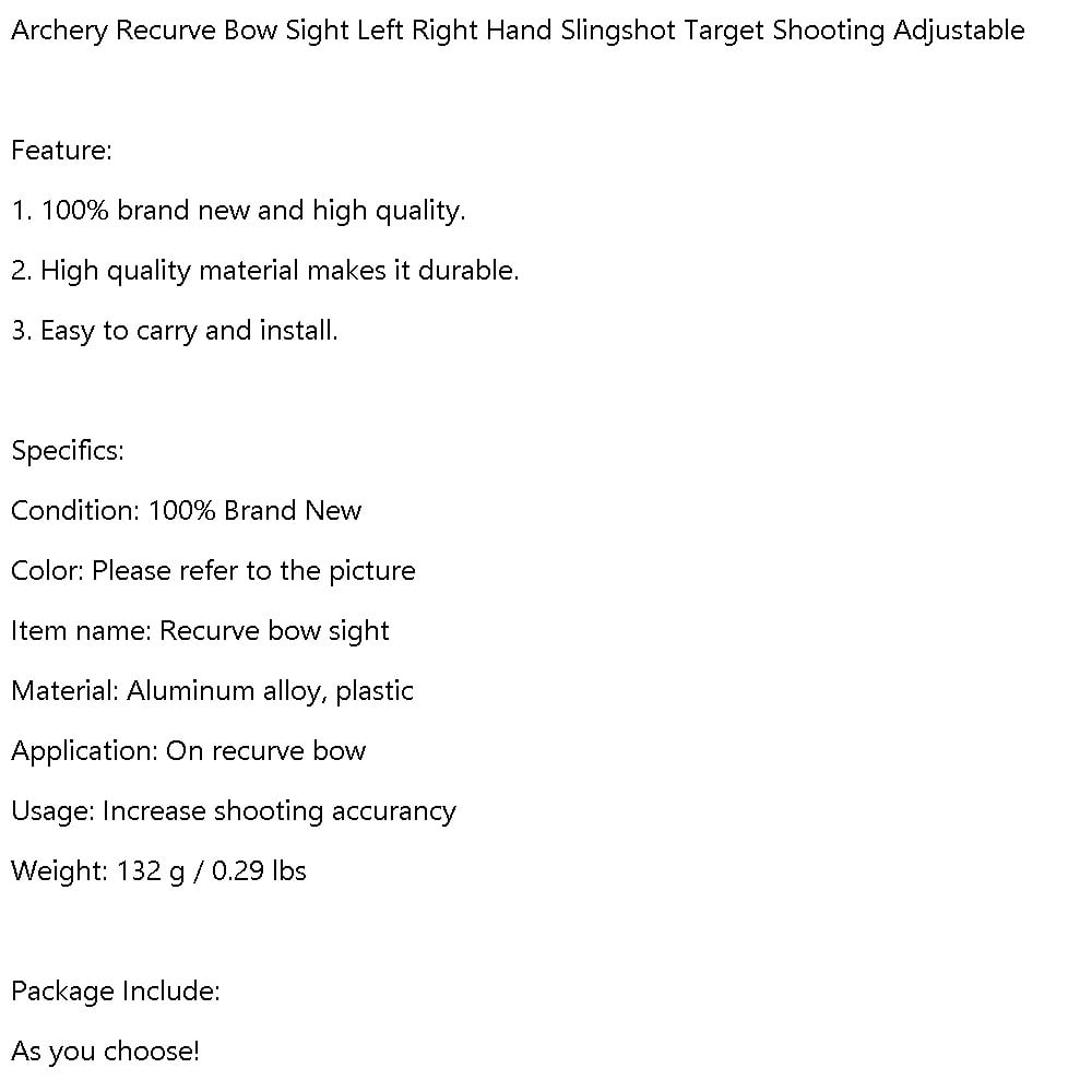 Archery Recurve Bow Sight Left Right Hand Slingshot Target Shoot Adjustable B1 