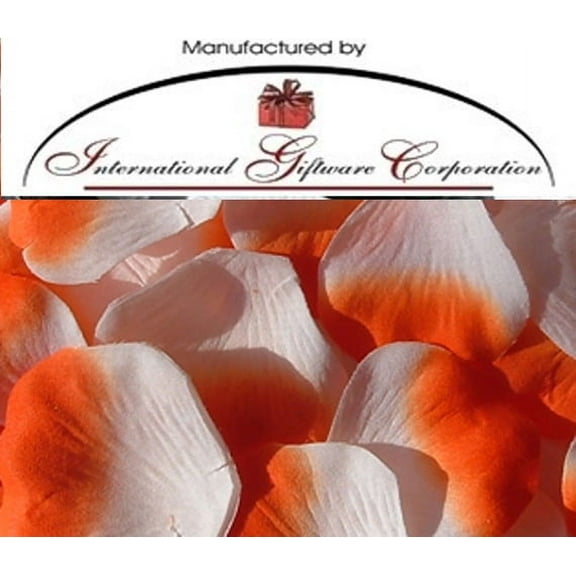 White / Orange - Two Tone - 100 Silk Rose Petals Wedding Favors - Solid Colors - Wedding Reception and Party Supplies