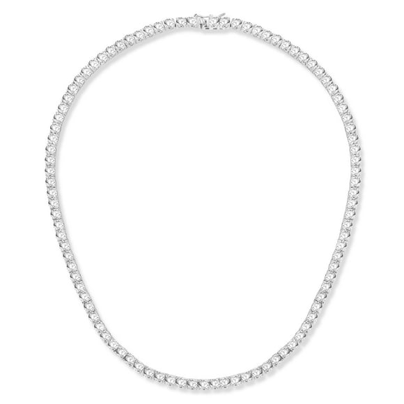 Gemsme 4.0mm CZ Tennis Necklace, 18K White Gold Plated 4.0mm Round Cubic Zirconia Classic Tennis Necklace 18 Inch