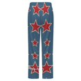 thumbnail image 6 of Red Stars On Blue Background Pattern Winter Female Pants Flannel High Waist Women Pants Lady Warm Straight Leg Plush Trousers, 6 of 7