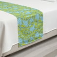 thumbnail image 2 of Leaves Bed Runner, Cartoon Botanical Pattern of Curlicue Branches, Decorative Accent Bedding Scarf for Hotels Homes and Guestrooms, Twin, Blue Yellow Green, by Ambesonne, 2 of 2