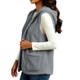 thumbnail image 6 of Perfectbot Women's Fuzzy Hooded Vest Open Front Sleeveless Jacket Fall Winter Layering Outerwear with Pockets, 6 of 7