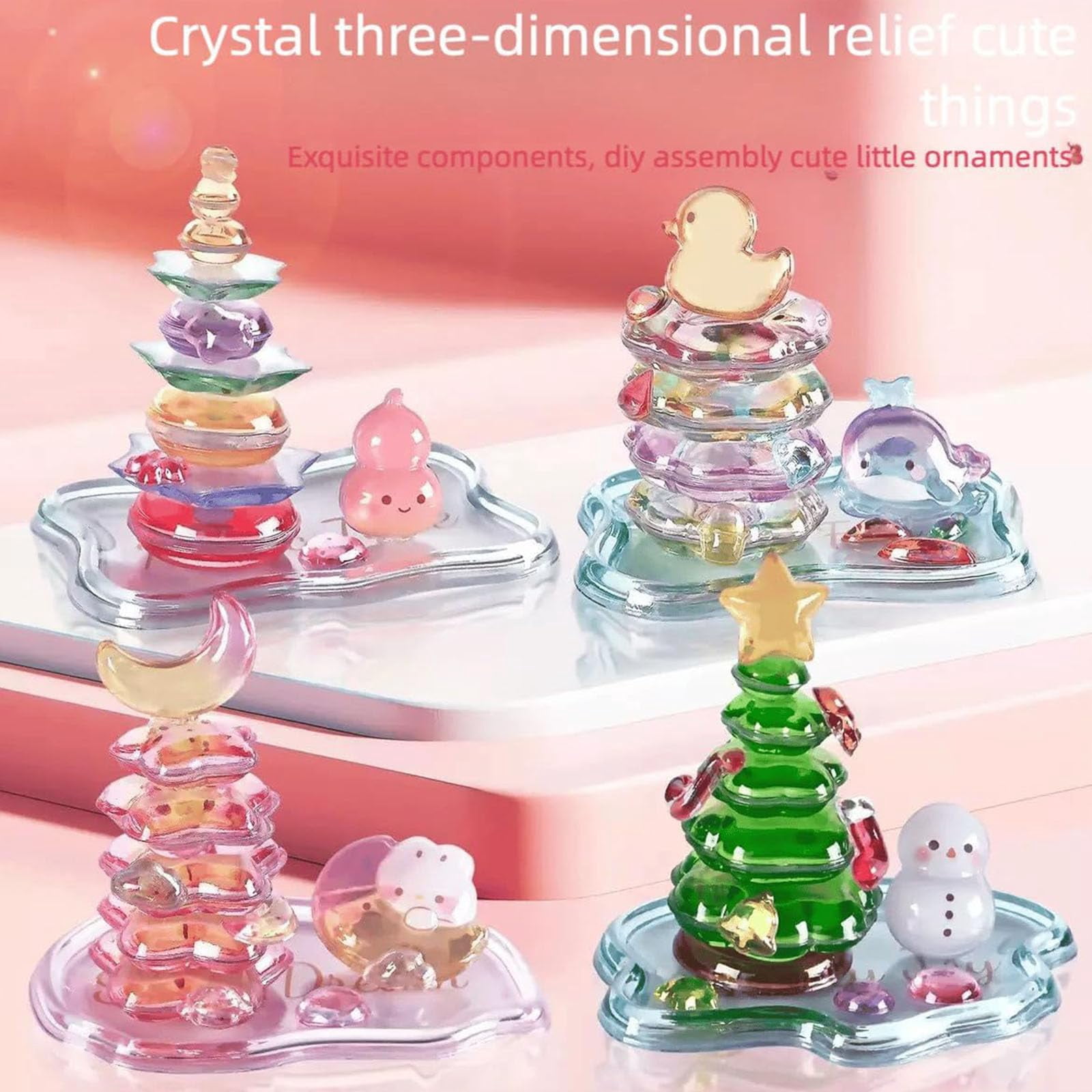 Crystal Stacked 3D Building Stickers, 3D Stackable Stickers, 3DPuffy Cartoon Resin Decorative Sticker Kit, DIY 3DPuffy Sticker Kit for Stress Relief Pass the Time