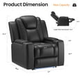 thumbnail image 4 of COLAMY Electric Power Recliner Living Room Chair with Adjustable Headrest, Leather Reclining Seat with Hidden Armrest Storage, Dual Cup Holders, USB Charging, LED, Black, 4 of 13