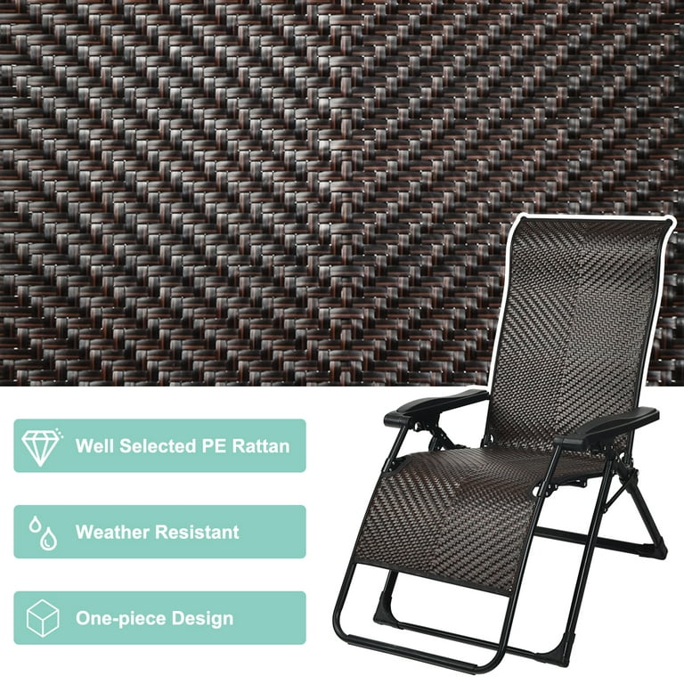 Patiojoy Patio Rattan Wicker Recliner Chair Zero Gravity Folding