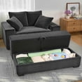 thumbnail image 5 of Advwin Oversized Chaise Lounge Chair with Storage Ottoman & Pillows, Modern 60-Inch Upholstered Corduroy Accent Chair Sofa for Living Room, Bedroom, Apartment, Gray, 5 of 13