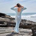 thumbnail image 5 of Women's Beach Cover Up Skirt Hollowed Out Knitted Bikini Swimsuit Sun Dress for Beach Resort Summer,Light Blue,L, 5 of 7